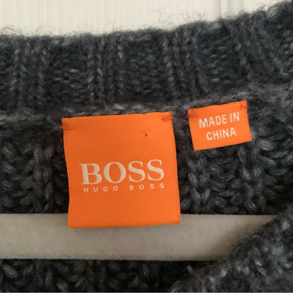 Hugo Boss Men's Charcoal Chevron Cable Knit Sweater Eclectic Grandpa XXL - Picture 7 of 7